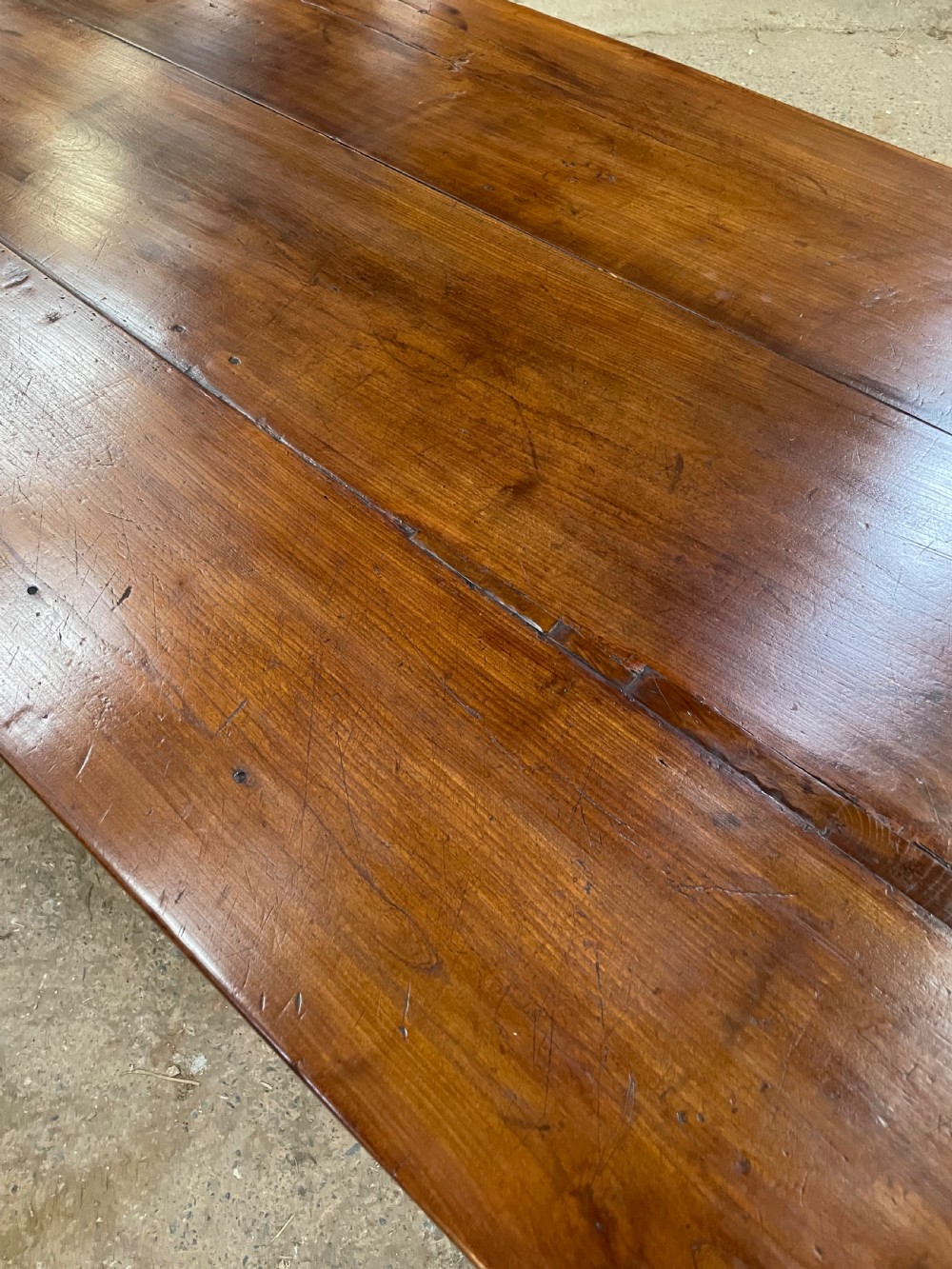 Long and wide antique cherrywood farmhouse table  View V