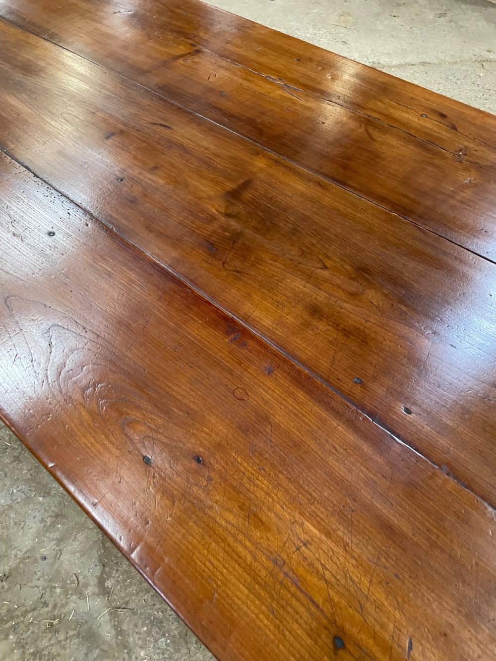 Long and wide antique cherrywood farmhouse table  View VII