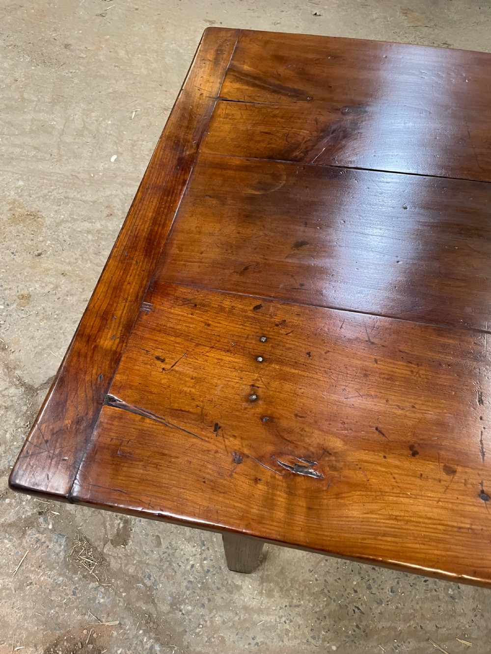 Long and wide antique cherrywood farmhouse table  View X