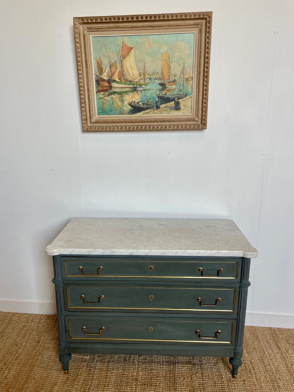 Painted Louis XVI style commode / chest of drawers  View II