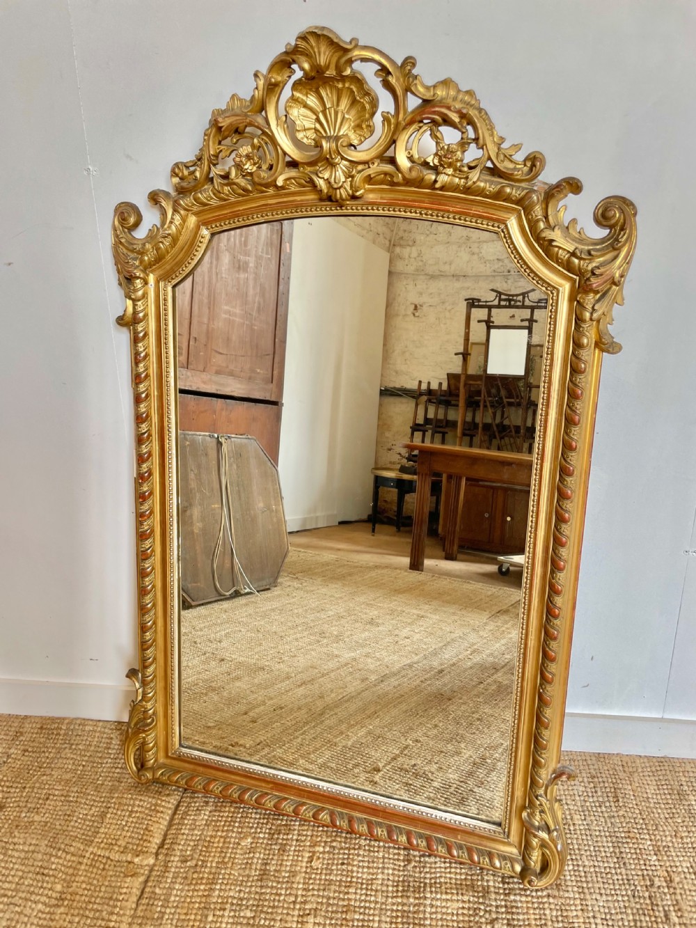 19th century French over mantle mirror 