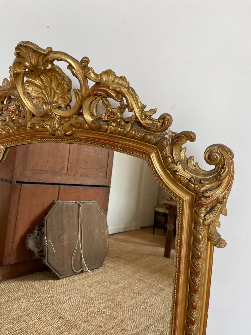 19th century French over mantle mirror  View II