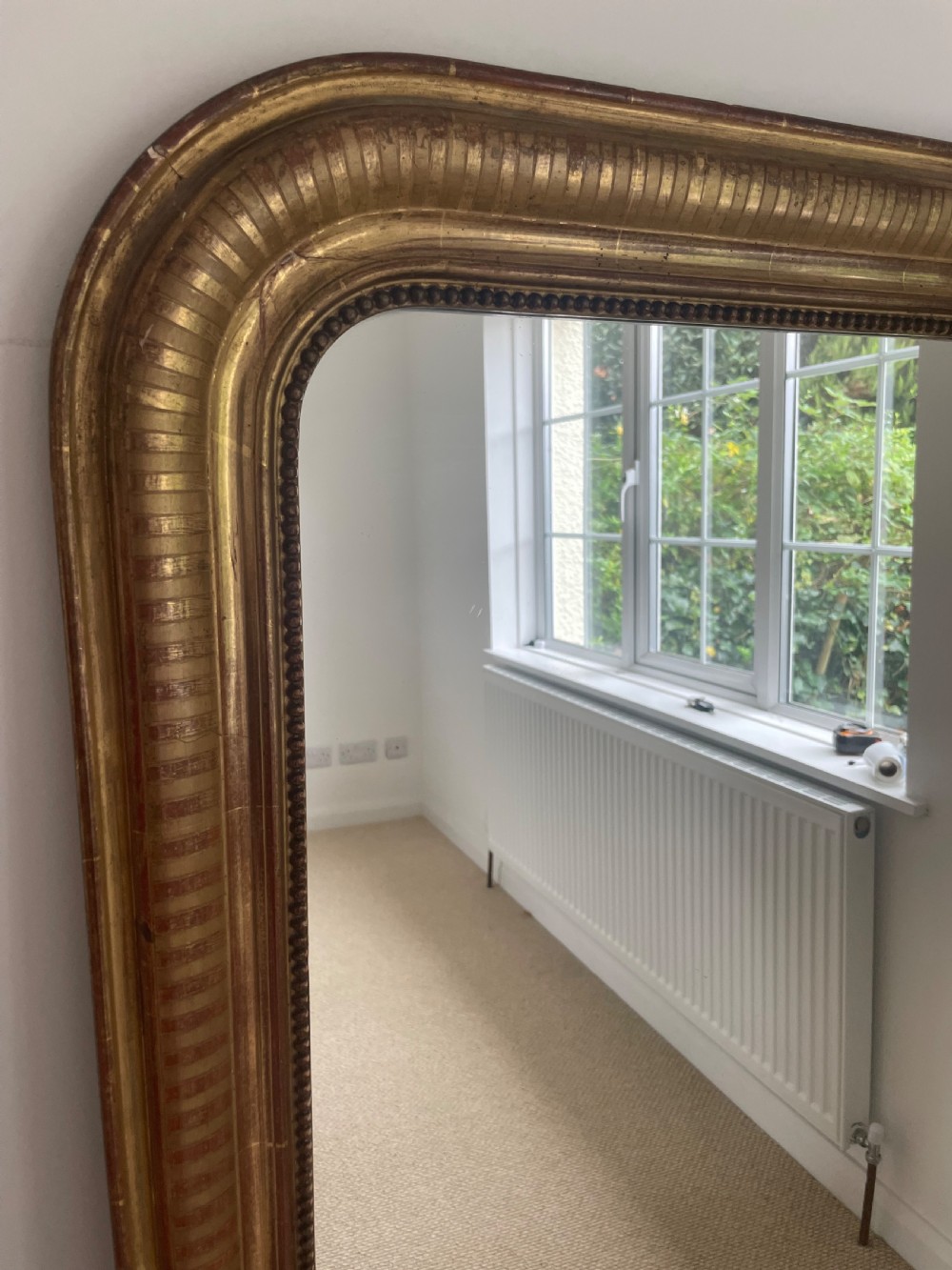 Large arch topped 19th century gilded over mantle  View II