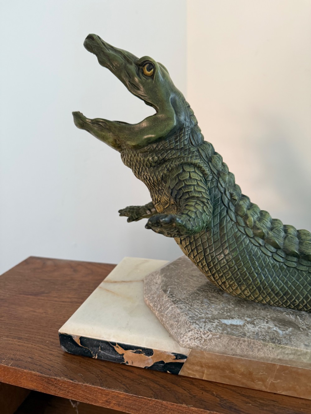 Art deco cold painted Crocodile View II