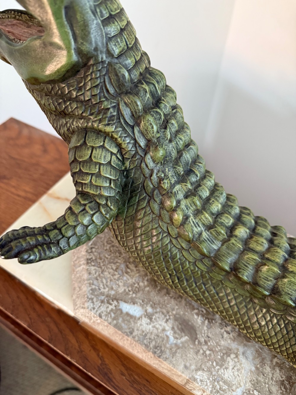 Art deco cold painted Crocodile View III
