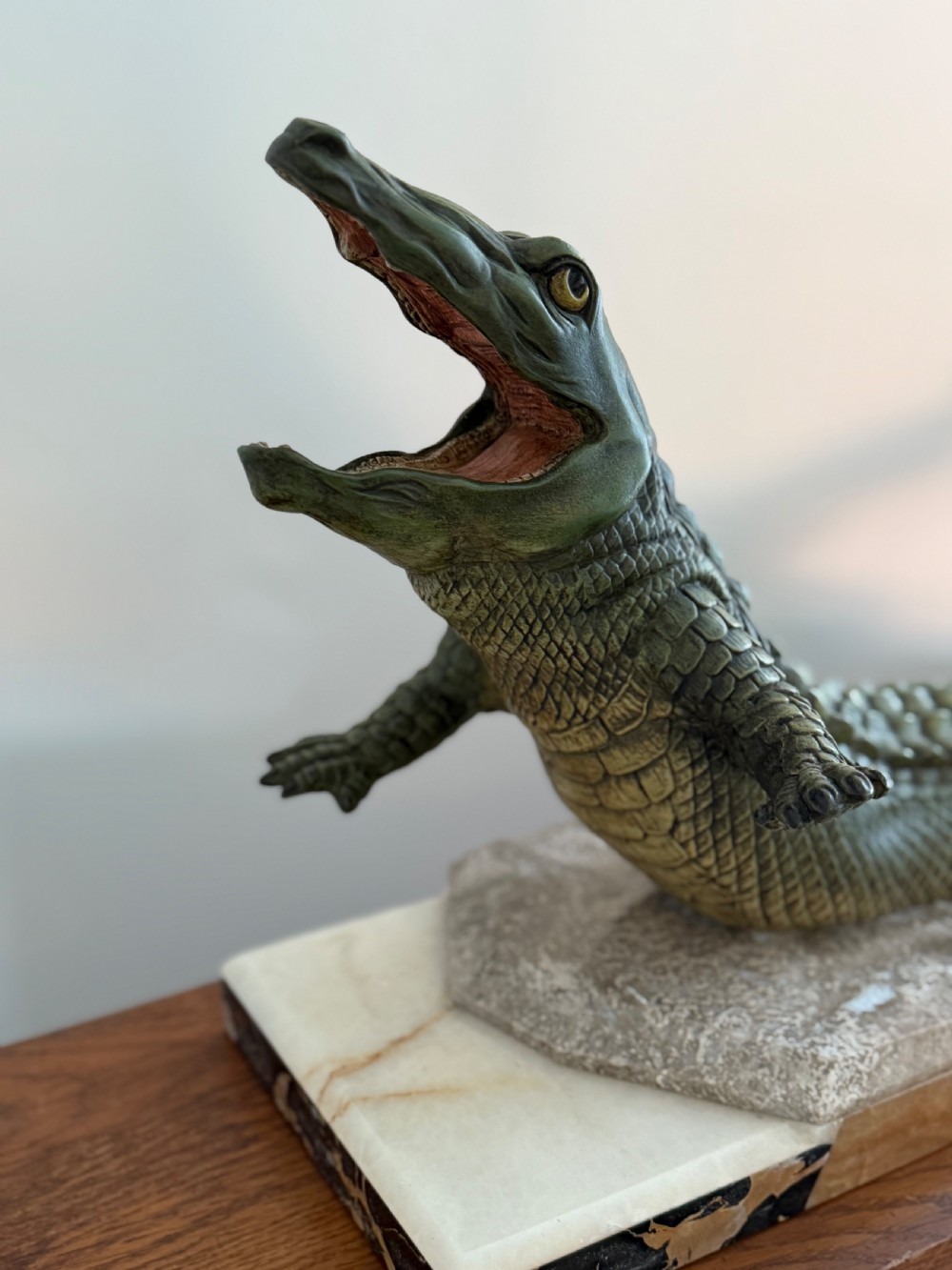 Art deco cold painted Crocodile View X