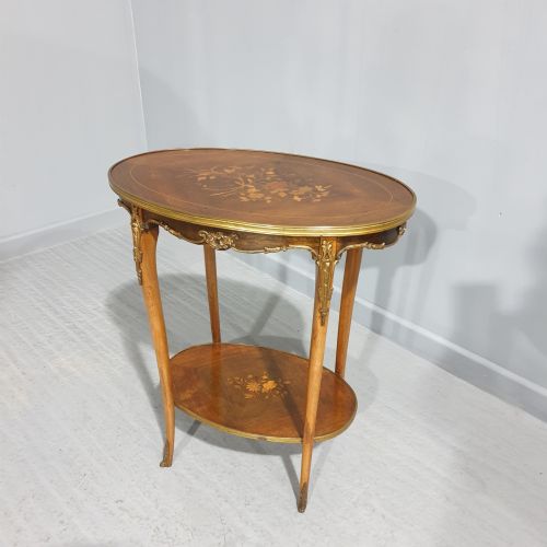 Very Nice French Marquetry Two Tier Occasional Table