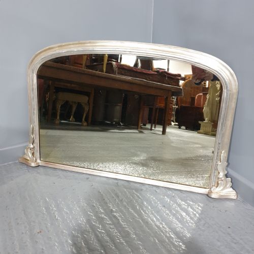 Very Good Victorian Silvered Overmantle Mirror
