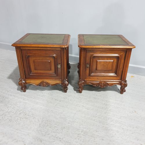 Near Pair French Mahogany Bedside Lamp Cabinets