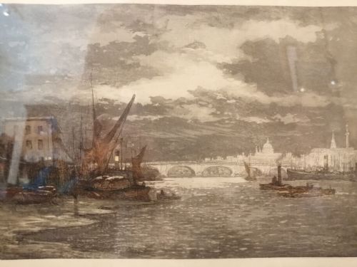 AN INTERESTING AQUATINT OF THE THAMES ENTITLED CITY OF LONDON