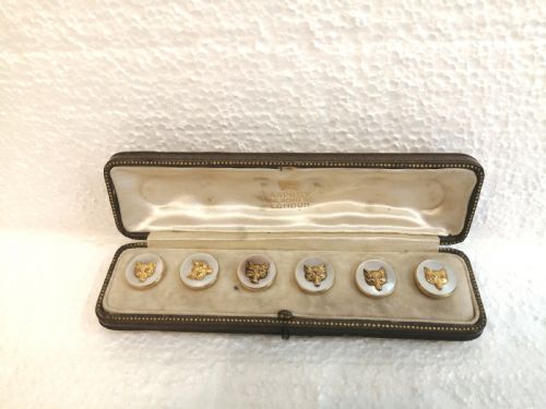 an exquisite set of six 18ct gold shirt buttons by aspreys of london - CATEGORY: ANTIQUE JEWELLERY - DATED 1920