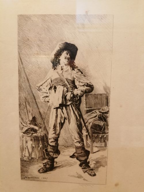 fine quality french etching by e meissonier 1815 1891 - CATEGORY: ANTIQUE ART - DATED 1860