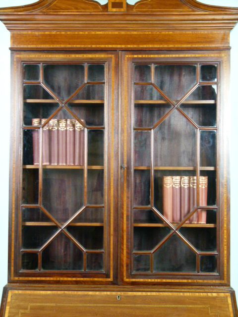 fig 3. Edwardian Sheraton Revival Mahogany Bureau-Bookcase