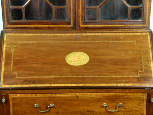 fig 4. Edwardian Sheraton Revival Mahogany Bureau-Bookcase
