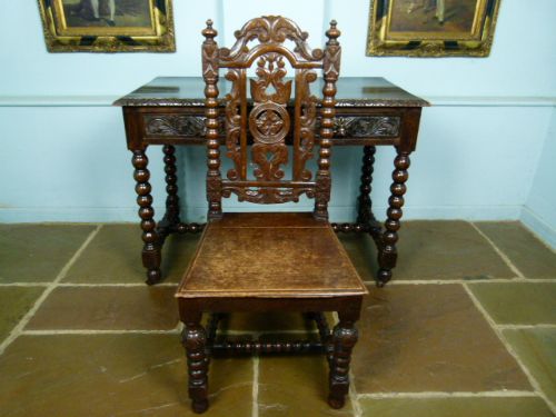 fig 1. Charming Victorian Carved Oak Hall Chair