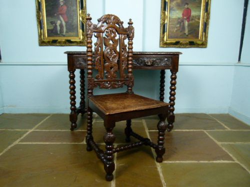 fig 2. Charming Victorian Carved Oak Hall Chair