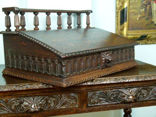 Victorian Carved Oak Clerk`s Desk Bureau