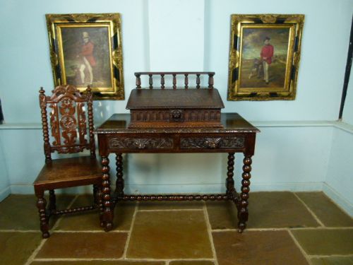 fig 1. Victorian Carved Oak Clerk`s Desk Bureau