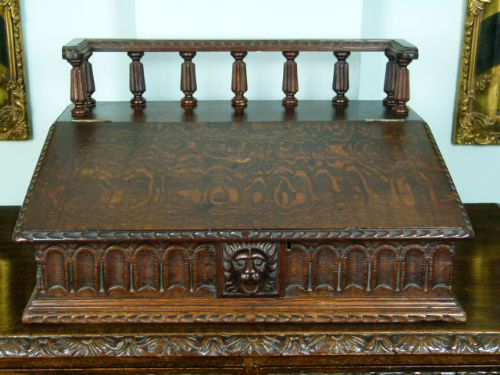 fig 2. Victorian Carved Oak Clerk`s Desk Bureau
