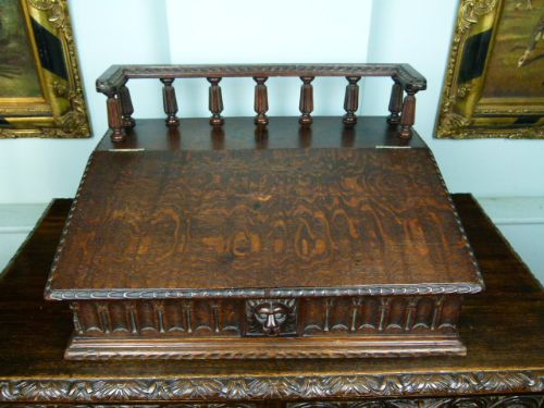 fig 3. Victorian Carved Oak Clerk`s Desk Bureau