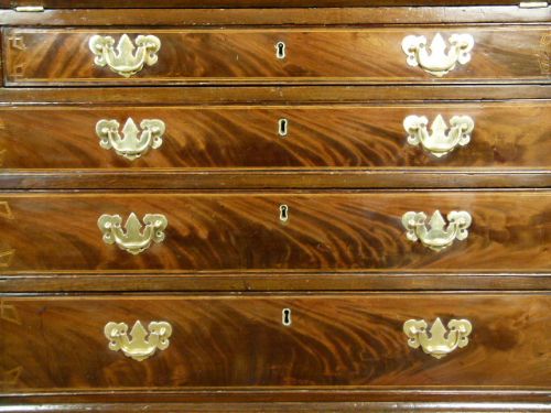 fig 2. Superb Georgian Flame Mahogany Inlaid Bureau 
 