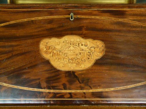 fig 4. Superb Georgian Flame Mahogany Inlaid Bureau 
 