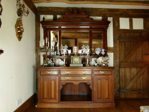 Victorian Carved Walnut Mirror-back Sideboard
