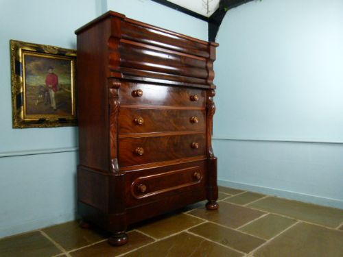 Handsome Victorian Flame Mahogany Scottish Chest of Drawers