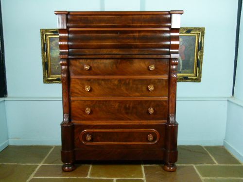 fig 1. Handsome Victorian Flame Mahogany Scottish Chest Of Drawers 