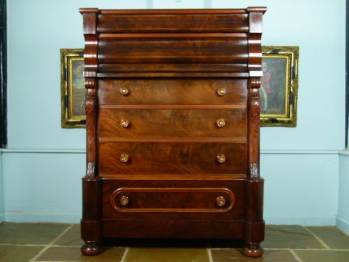 fig 2. Handsome Victorian Flame Mahogany Scottish Chest Of Drawers 