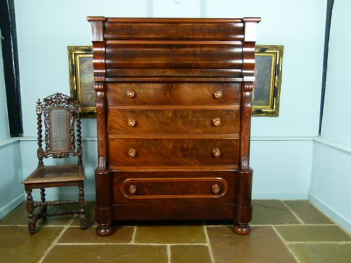 fig 3. Handsome Victorian Flame Mahogany Scottish Chest Of Drawers 