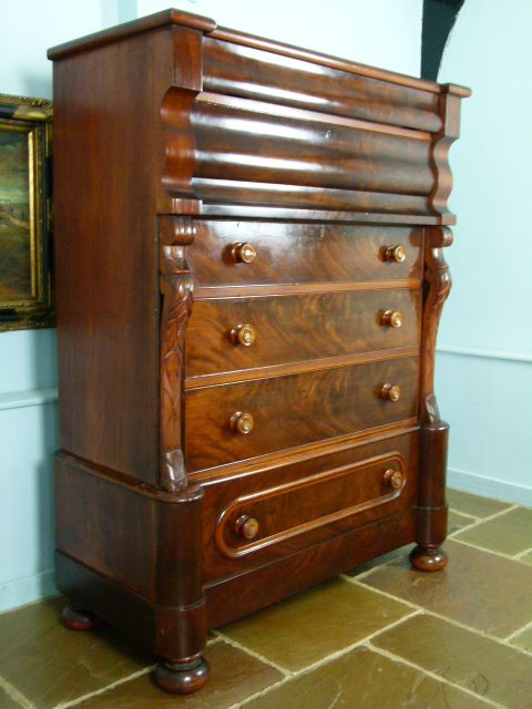 fig 4. Handsome Victorian Flame Mahogany Scottish Chest Of Drawers 