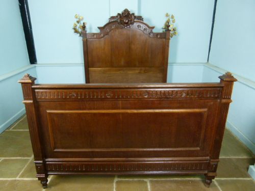 fig 1. Charming French Carved Oak Double Bed