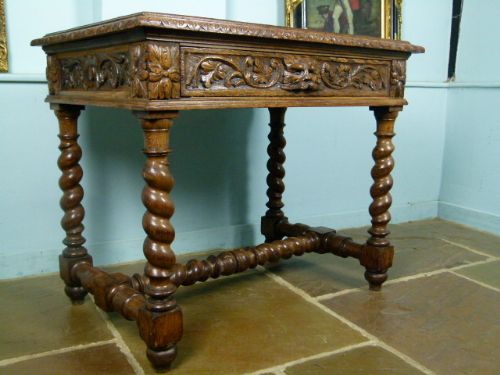 Charming Victorian Carved Oak Hall Side Table