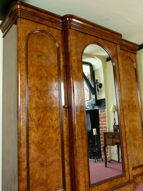 fig 2. Outstanding Victorian Burr Walnut Triple Wardrobe