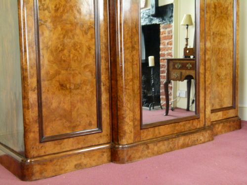 fig 3. Outstanding Victorian Burr Walnut Triple Wardrobe