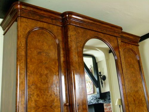 fig 4. Outstanding Victorian Burr Walnut Triple Wardrobe