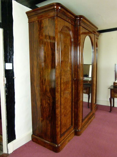 fig 5. Outstanding Victorian Burr Walnut Triple Wardrobe