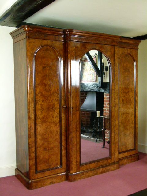 fig 6. Outstanding Victorian Burr Walnut Triple Wardrobe