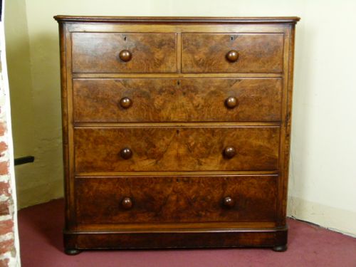 fig 1. Exceptional Victorian Burr Walnut Chest Of Drawers 