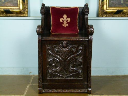 fig 2. Charming Victorian Elaborately Carved Oak Chair With Cabinet 
 