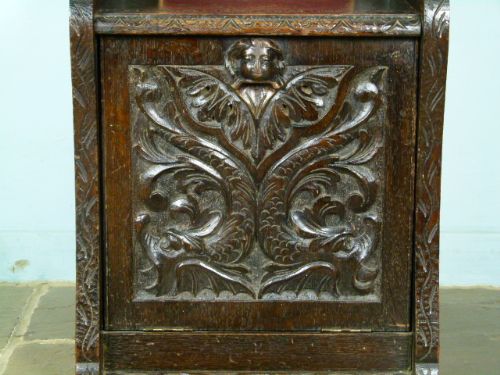 fig 3. Charming Victorian Elaborately Carved Oak Chair With Cabinet 
 