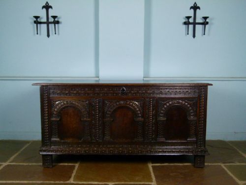 fig 2. Charming 17thC Carved Oak Coffer