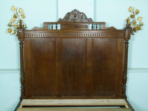 fig 3. Elegant Antique French Carved Oak Double Bed
 