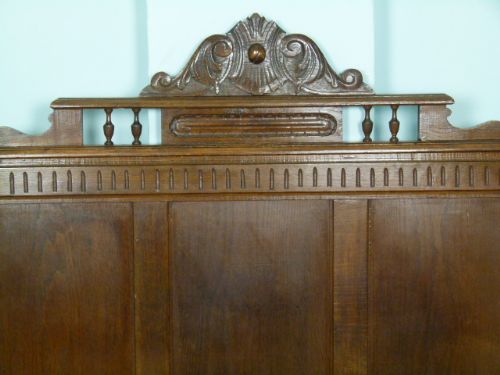 fig 4. Elegant Antique French Carved Oak Double Bed
 