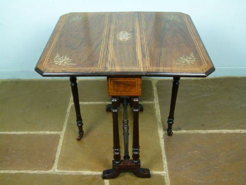 fig 2. Elegant Victorian Rosewood Sutherland Drop-leaf Tea Occasional Table 