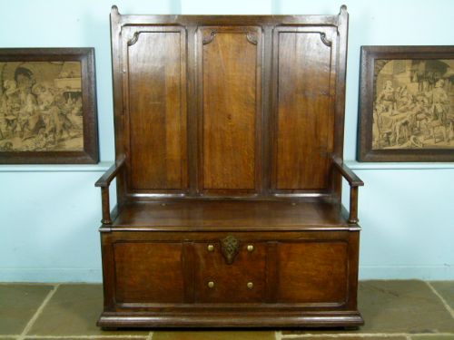fig 2. Charming Victorian Carved Oak Settle Bench With Chest