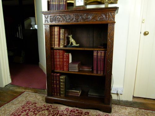 fig 1. Charming Victorian Elaborately Carved Oak Bookcase