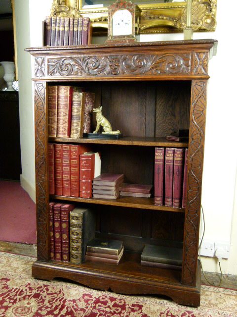 fig 2. Charming Victorian Elaborately Carved Oak Bookcase