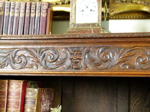 fig 3. Charming Victorian Elaborately Carved Oak Bookcase